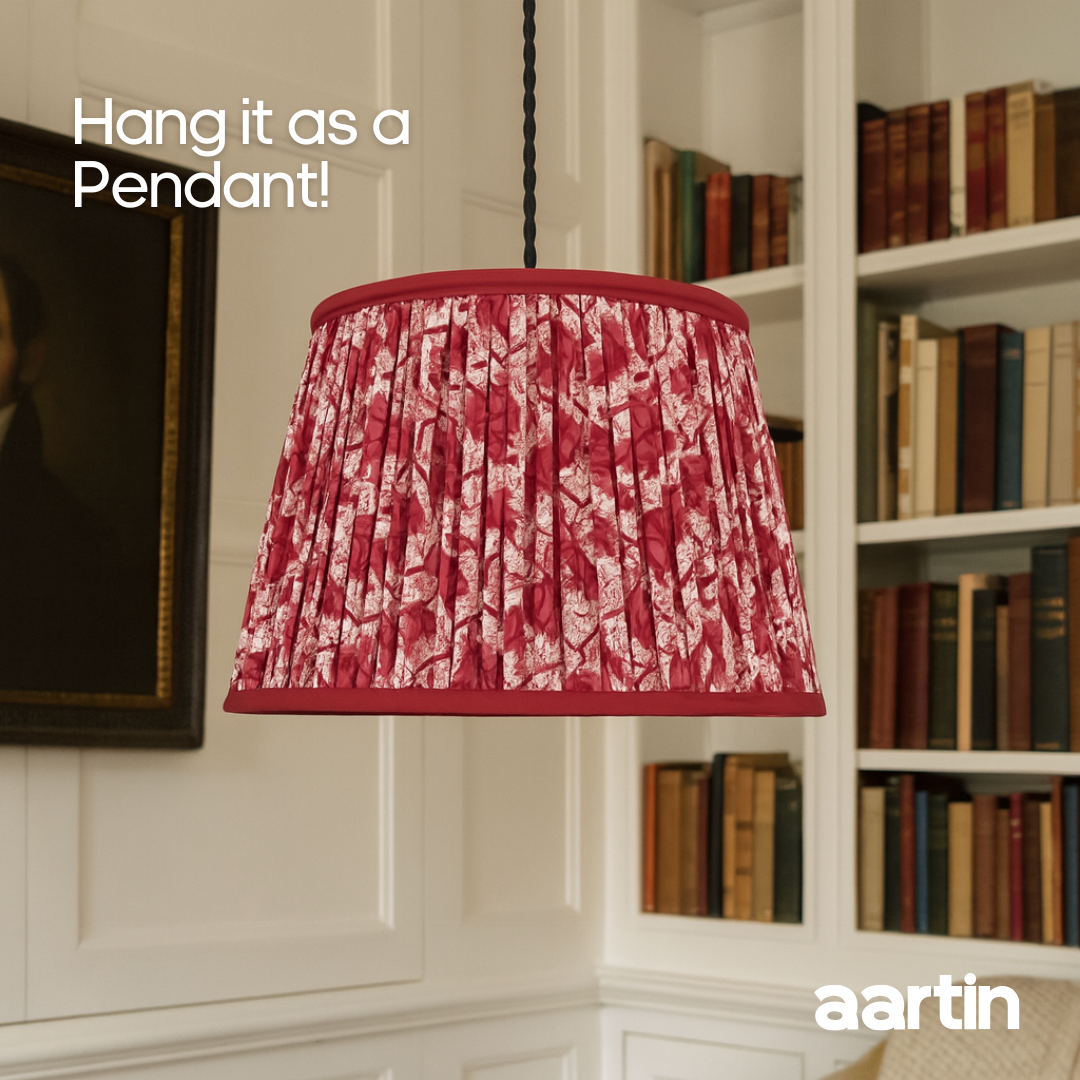 AARTIN 35 CM CRIMSON BLOOMS STRAIGHT EMPIRE GATHERED LAMPSHADE IN COTTON