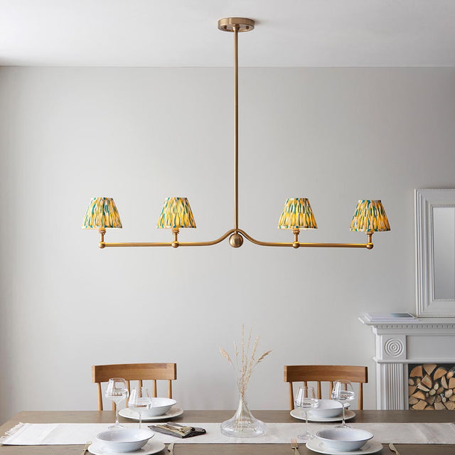 Santiago & Ikat 16cm Yellow & jade shade 4Lt Pendant - Comet Lighting