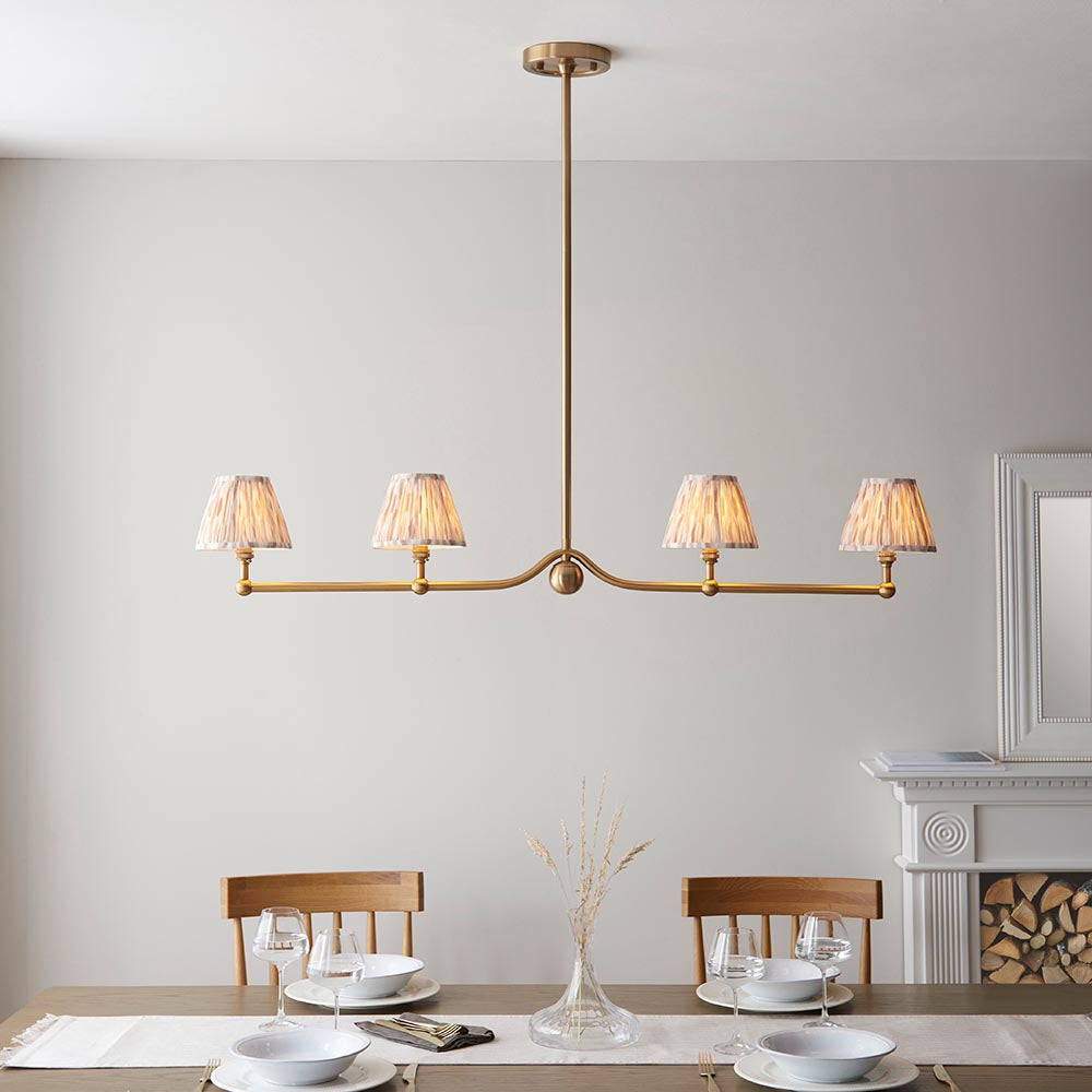 Santiago & Ikat 16cm Neutral shade 4Lt Pendant - Comet Lighting