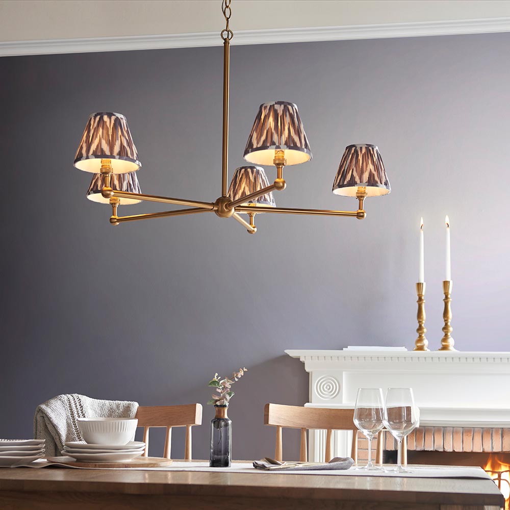 Santiago & Zigzag 16cm Pearl grey shade 5Lt Pendant - Comet Lighting