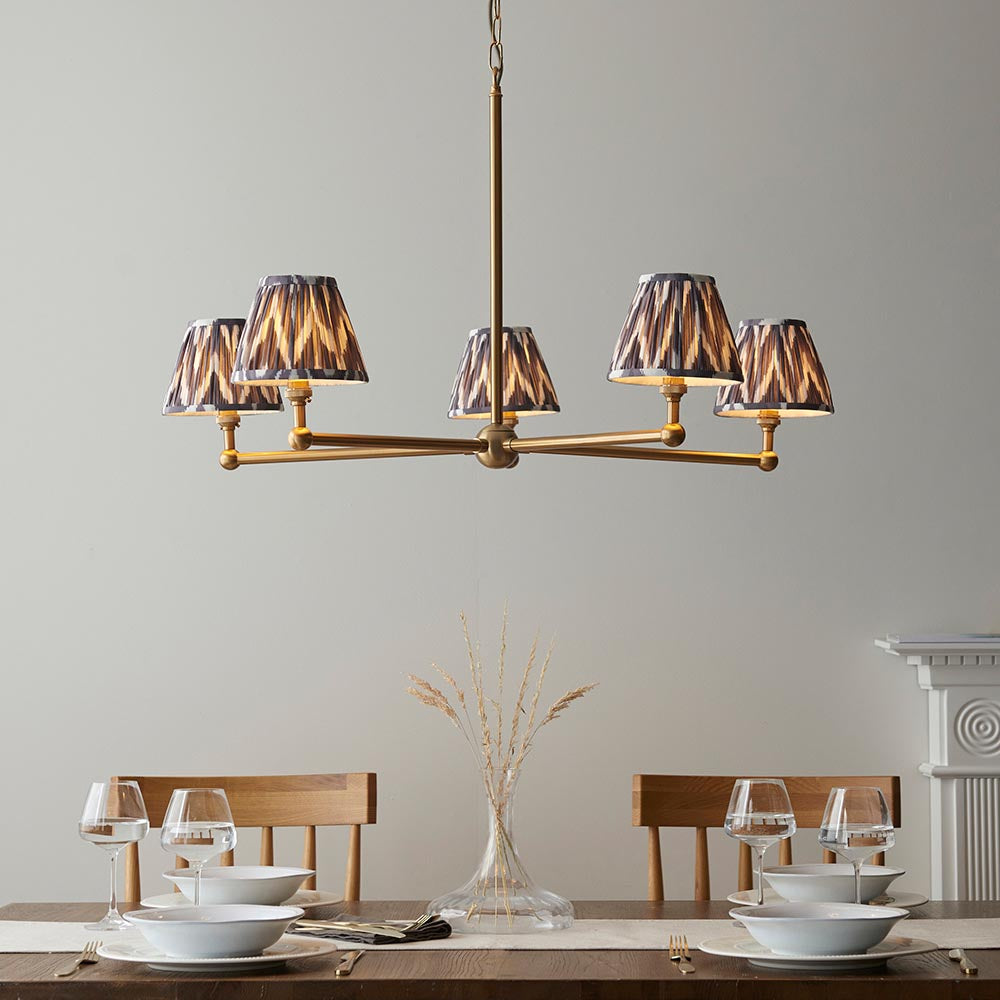 Santiago & Zigzag 16cm Pearl grey shade 5Lt Pendant - Comet Lighting