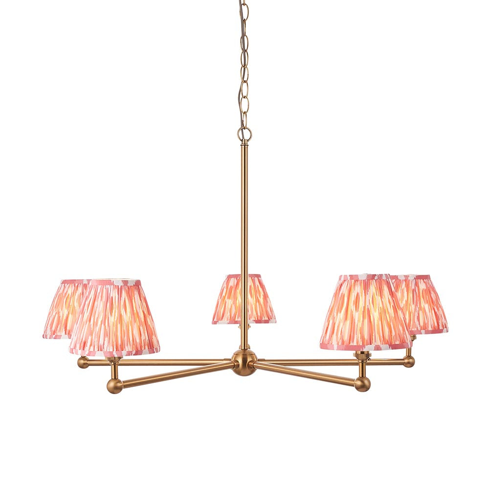Santiago & Ikat 16cm Coral pink shade 5Lt Pendant - Comet Lighting