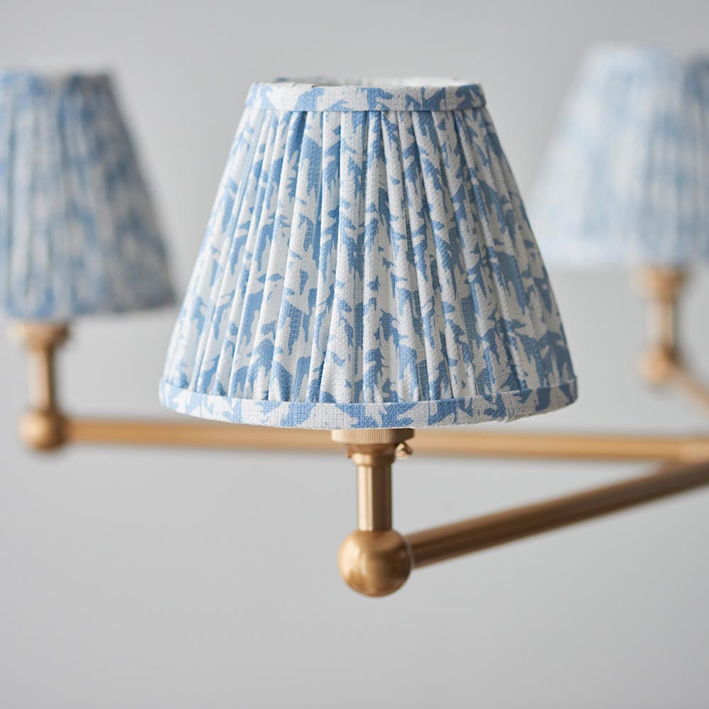 Santiago & Leaf 16cm Shell bay blue shade 5Lt Pendant - Comet Lighting