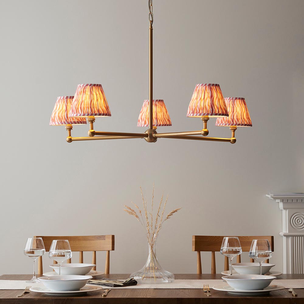 Santiago & Ripple 16cm Coral pink shade 5Lt Pendant - Comet Lighting