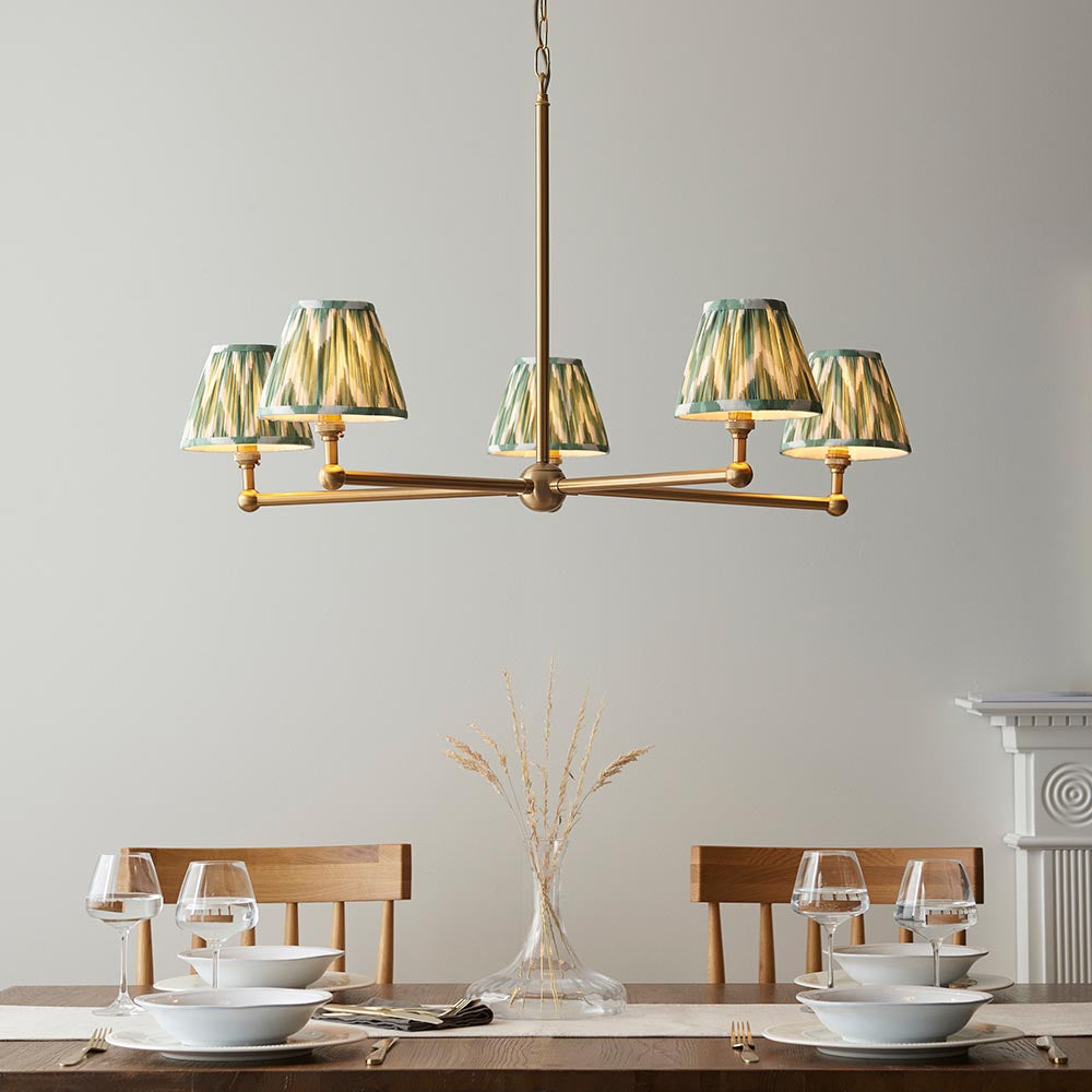 Santiago & Zigzag 16cm Cotswold green shade 5Lt Pendant - Comet Lighting