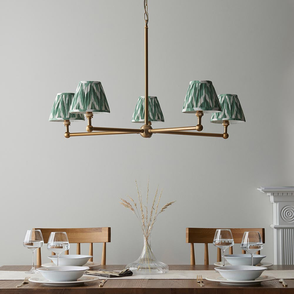 Santiago & Zigzag 16cm Cotswold green shade 5Lt Pendant - Comet Lighting