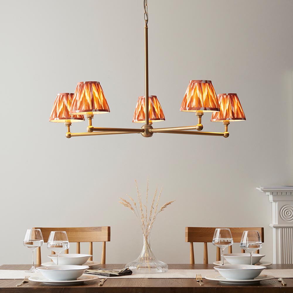 Santiago & Zigzag 16cm Apricot orange shade 5Lt Pendant - Comet Lighting