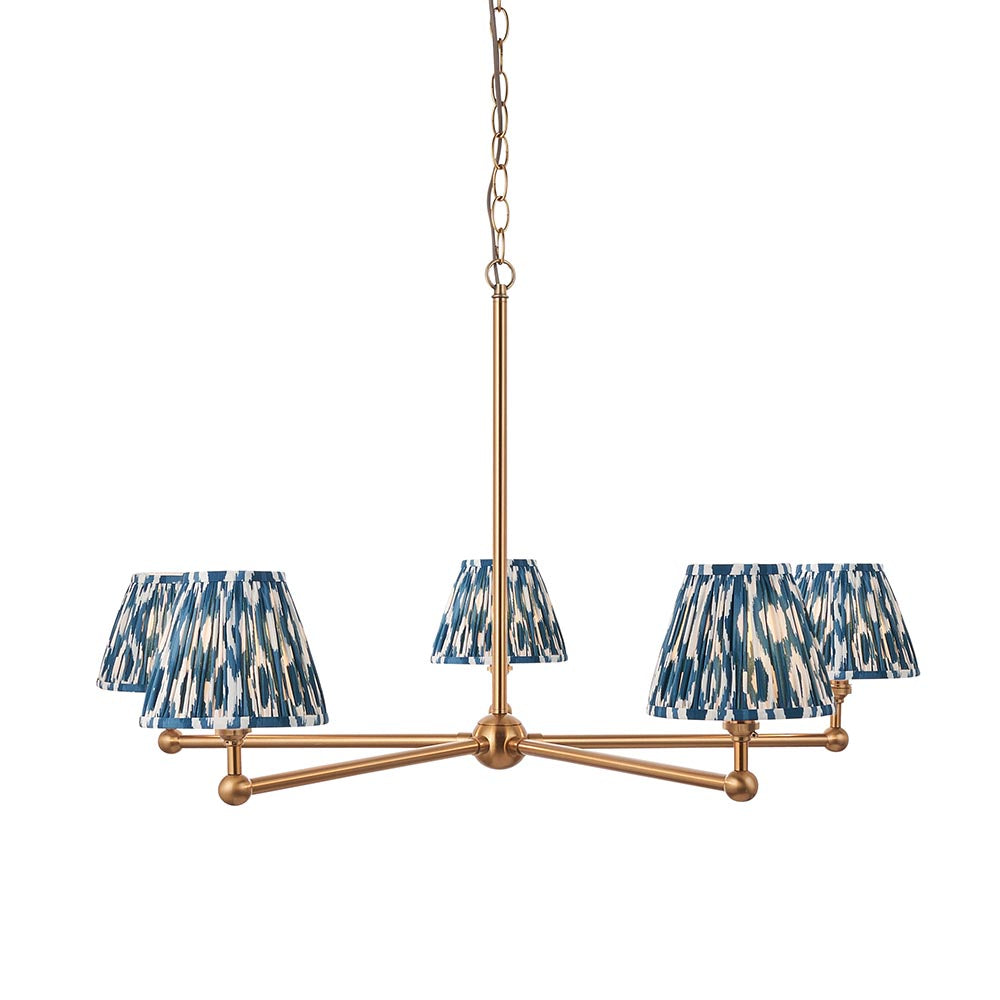 Santiago & Ikat 16cm Marlin blue shade 5Lt Pendant - Comet Lighting