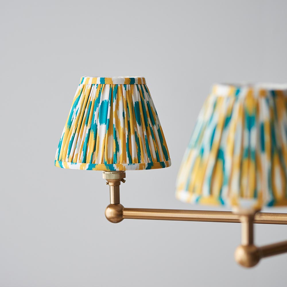 Santiago & Ikat 16cm Yellow & jade shade 5Lt Pendant - Comet Lighting