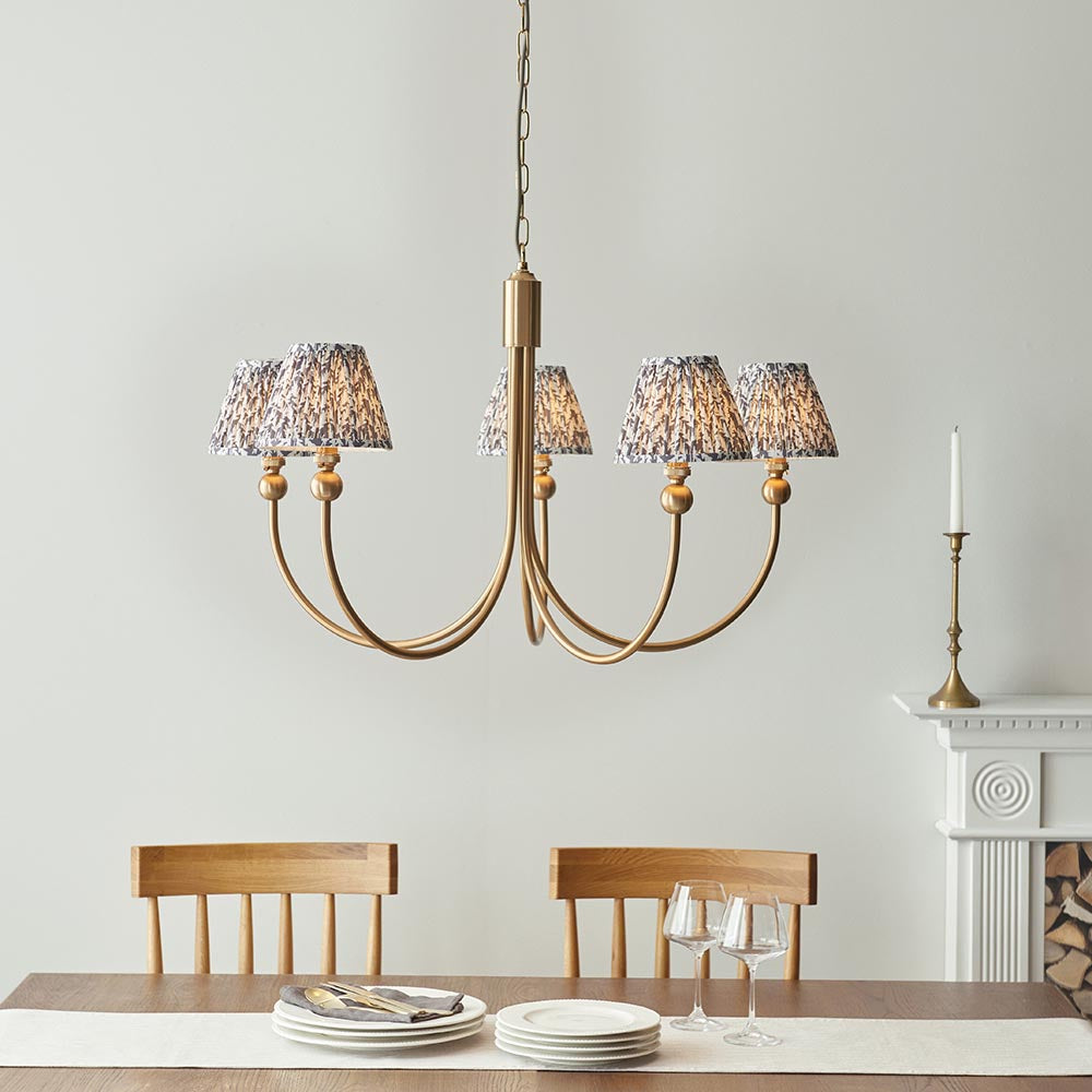 Santiago & Leaf 16cm Pearl grey shade 5Lt classic pendant - Comet Lighting