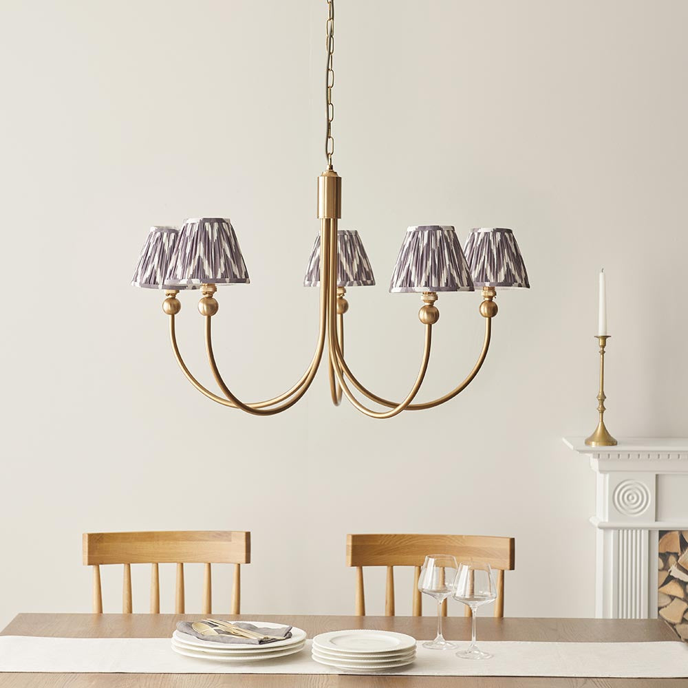 Santiago & Zigzag 16cm Pearl grey shade 5Lt classic pendant - Comet Lighting