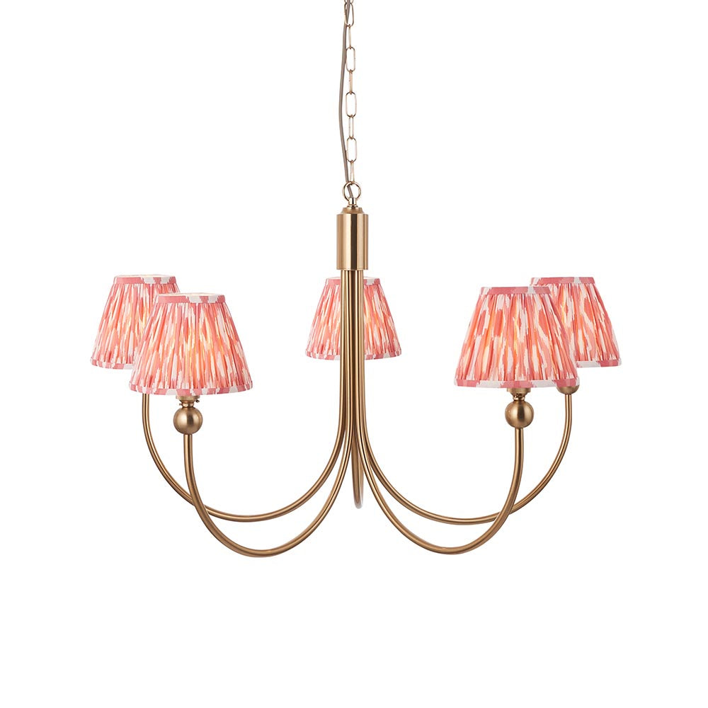 Santiago & Ikat 16cm Coral pink shade 5Lt classic pendant - Comet Lighting