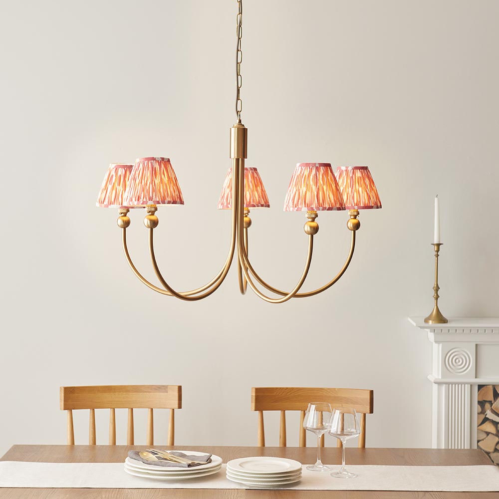 Santiago & Ikat 16cm Coral pink shade 5Lt classic pendant - Comet Lighting