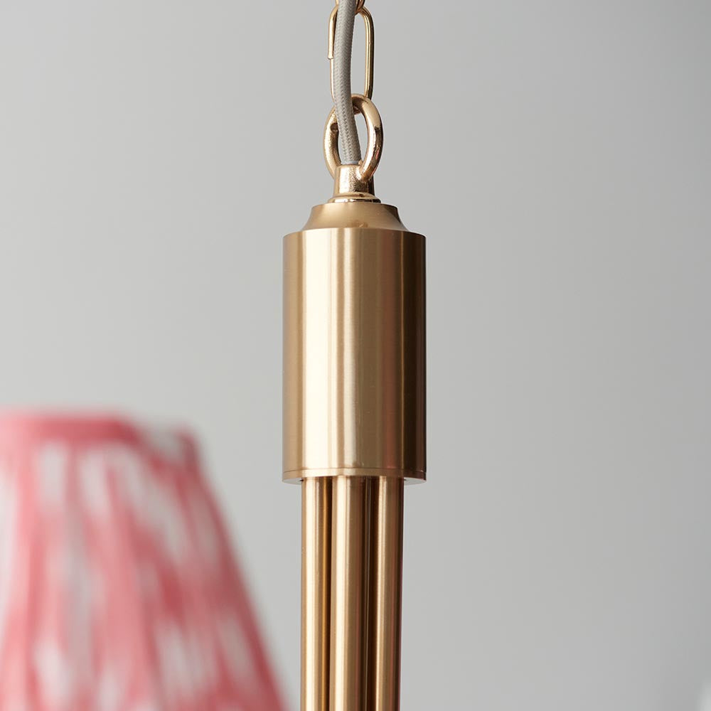 Santiago & Ikat 16cm Coral pink shade 5Lt classic pendant - Comet Lighting