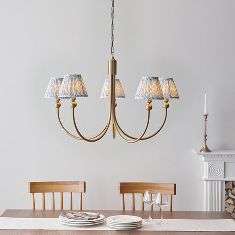 Santiago & Leaf 16cm Shell bay blue shade 5Lt classic pendant - Comet Lighting