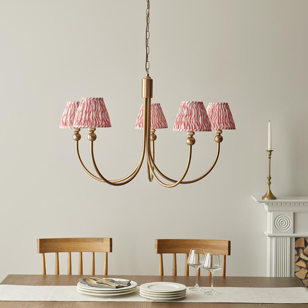 Santiago & Ripple 16cm Coral pink shade 5Lt classic pendant - Comet Lighting