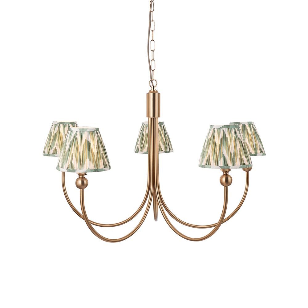 Santiago & Zigzag 16cm Cotswold green shade 5Lt classic pendant - Comet Lighting