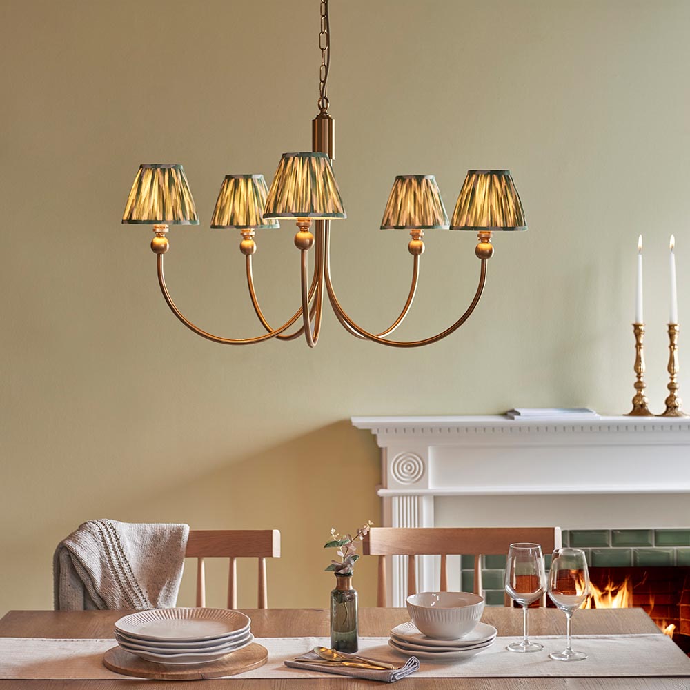 Santiago & Zigzag 16cm Cotswold green shade 5Lt classic pendant - Comet Lighting