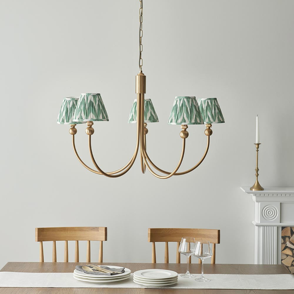 Santiago & Zigzag 16cm Cotswold green shade 5Lt classic pendant - Comet Lighting