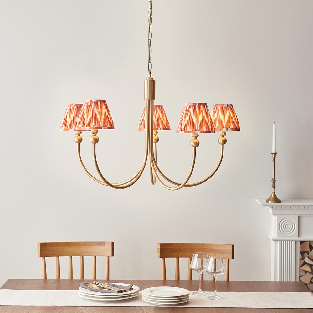 Santiago & Zigzag 16cm Apricot orange shade 5Lt classic pendant - Comet Lighting