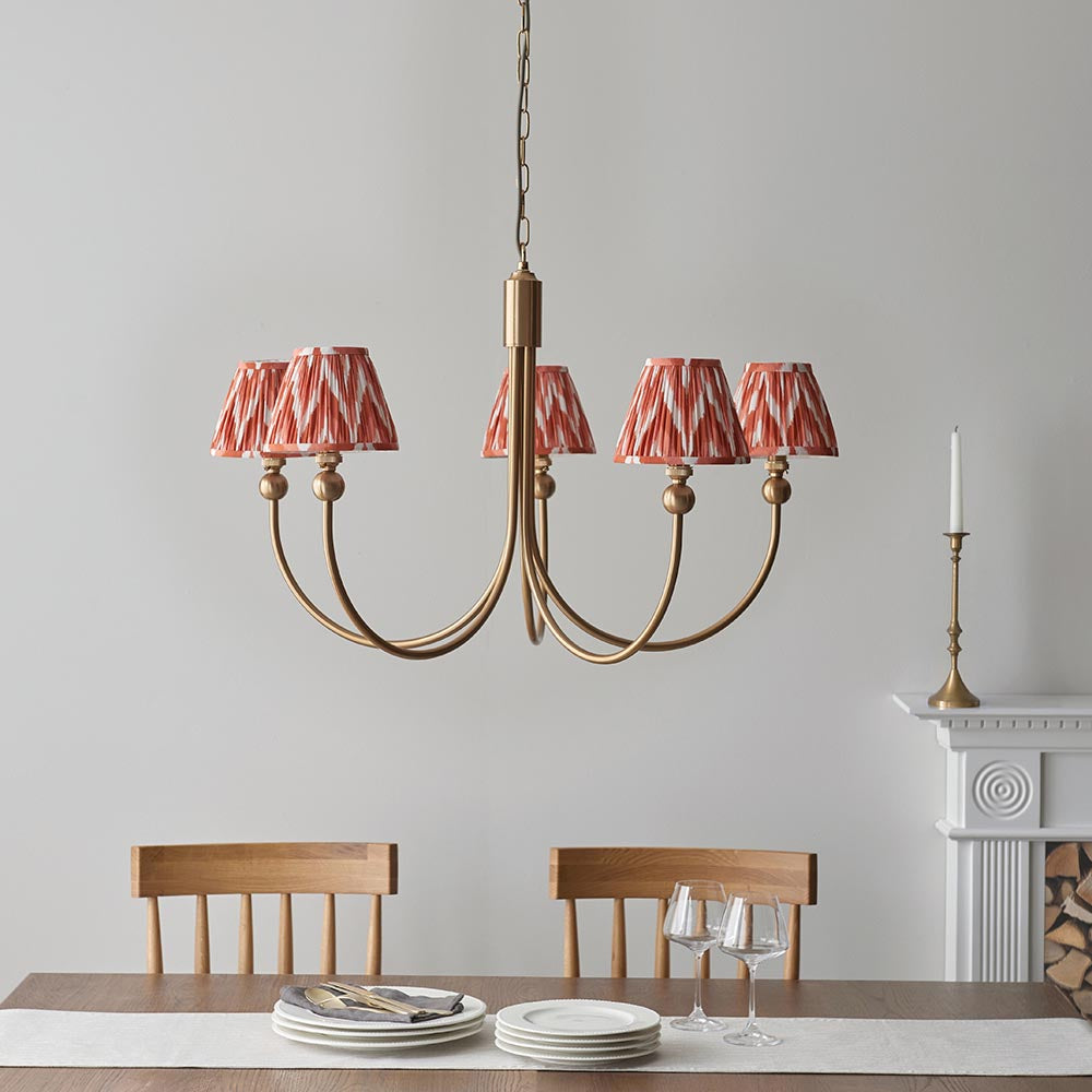 Santiago & Zigzag 16cm Apricot orange shade 5Lt classic pendant - Comet Lighting