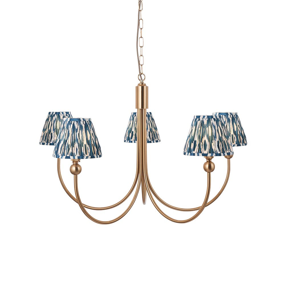 Santiago & Ikat 16cm Marlin blue shade 5Lt classic Fabric Pendant Light