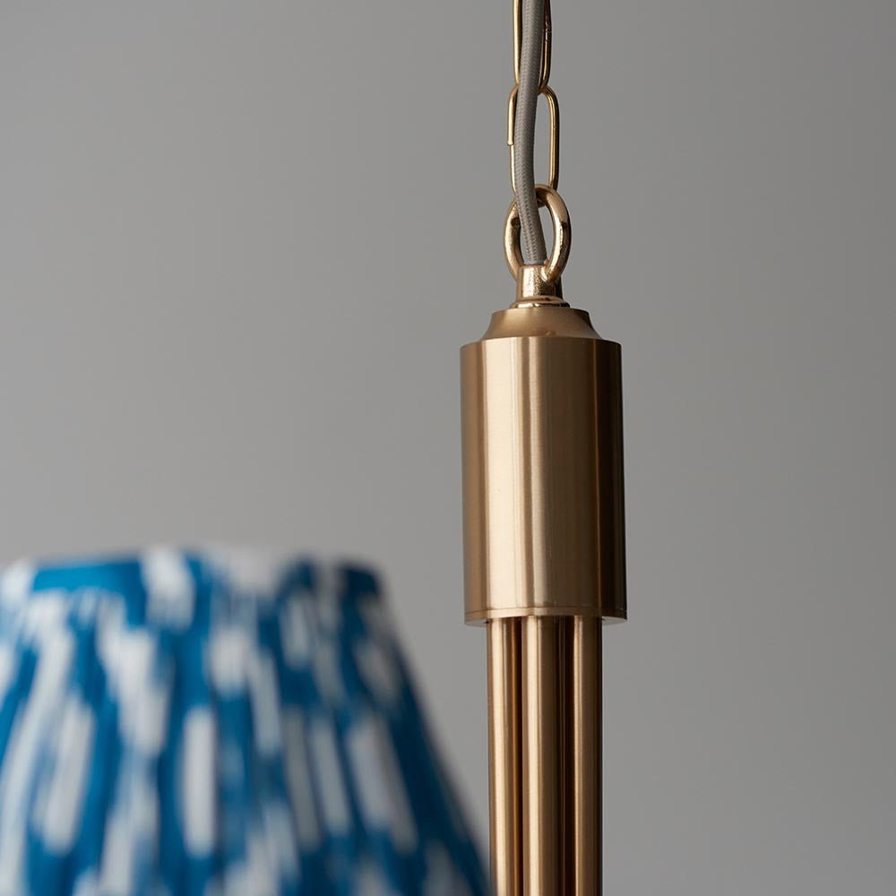 Santiago & Ikat 16cm Marlin blue shade 5Lt classic Fabric Pendant Light