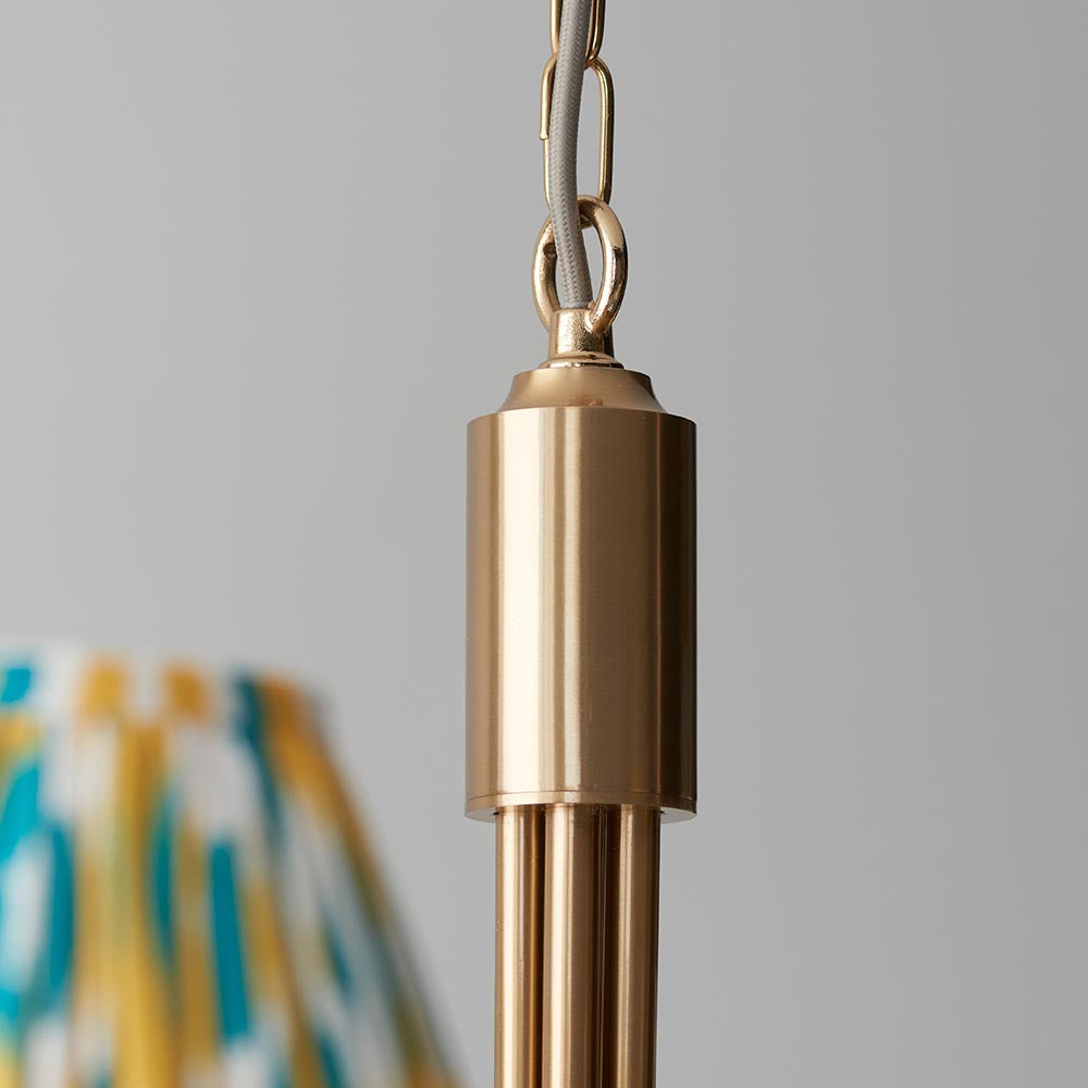 Santiago & Ikat 16cm Yellow & jade shade 5Lt classic Fabric Pendant Light