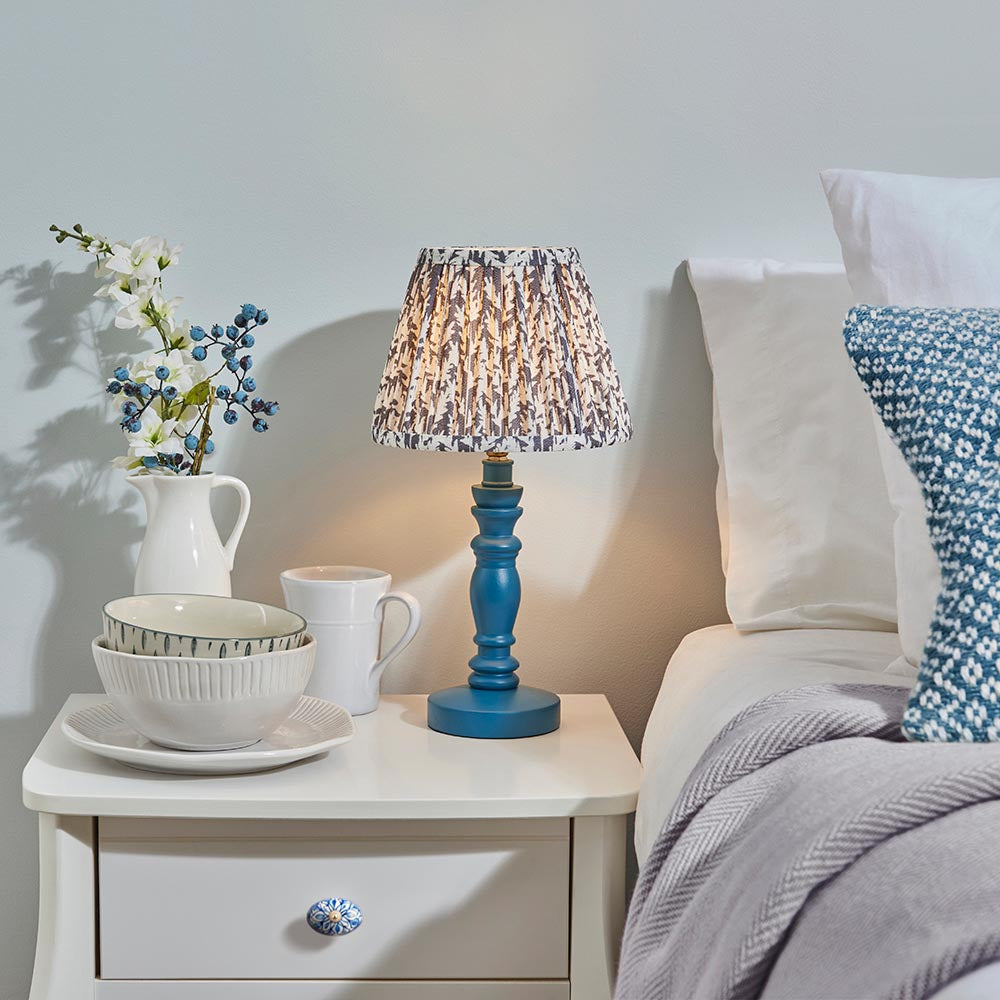 Wooden Blue Bibury & Leaf 20cm Pearl grey shade - Comet Lighting