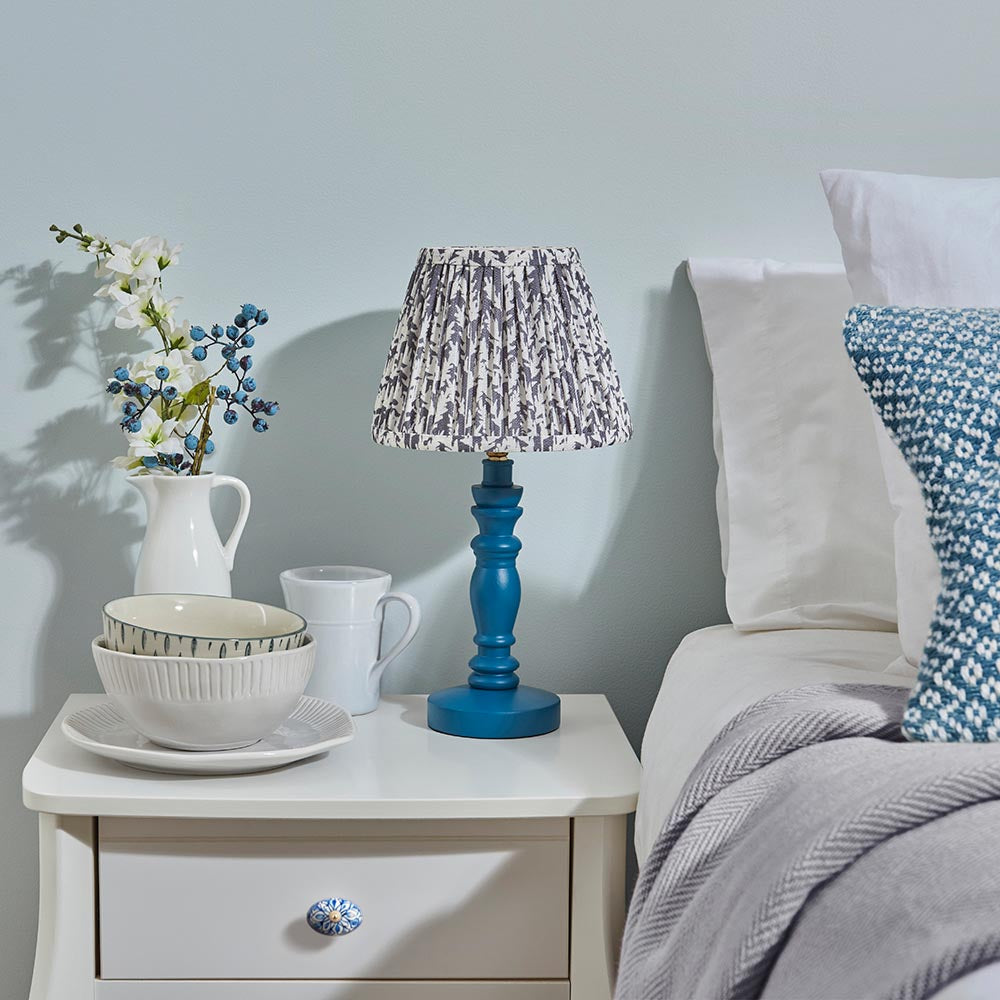 Wooden Blue Bibury & Leaf 20cm Pearl grey shade - Comet Lighting