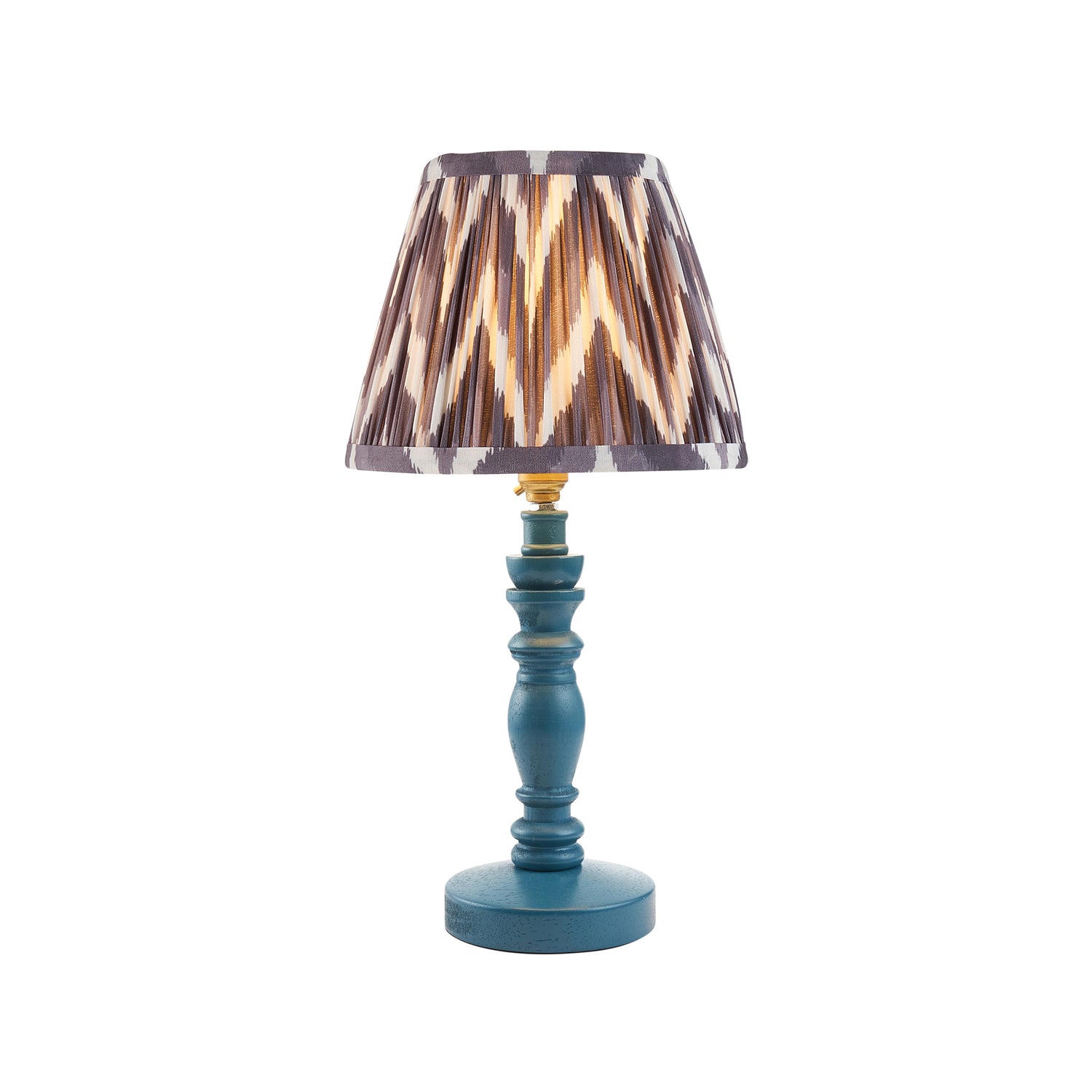 Wooden Blue Bibury & Zigzag 20cm Pearl grey shade - Comet Lighting