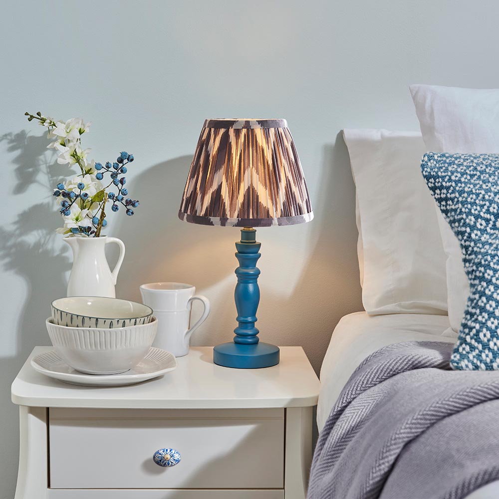 Wooden Blue Bibury & Zigzag 20cm Pearl grey shade - Comet Lighting