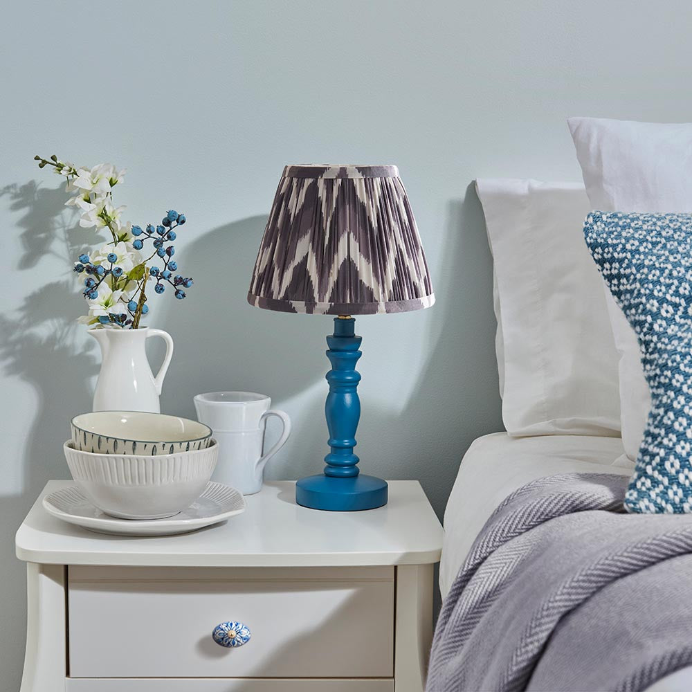 Wooden Blue Bibury & Zigzag 20cm Pearl grey shade - Comet Lighting