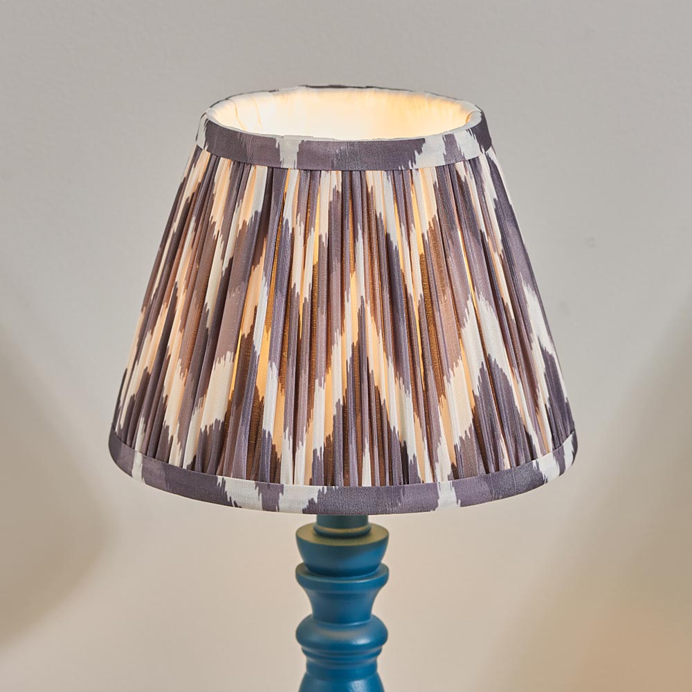 Wooden Blue Bibury & Zigzag 20cm Pearl grey shade - Comet Lighting