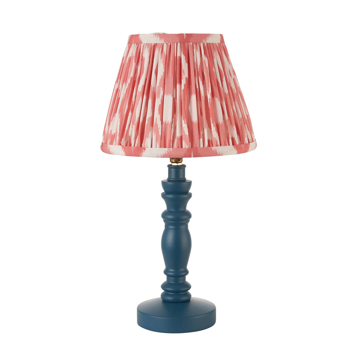Wooden Blue Bibury & Ikat 20cm Coral pink shade - Comet Lighting