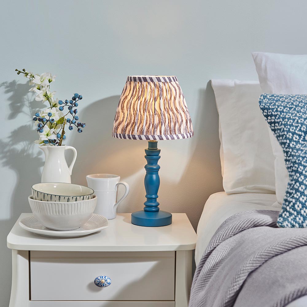 Wooden Blue Bibury & Ripple 20cm Pearl grey shade - Comet Lighting
