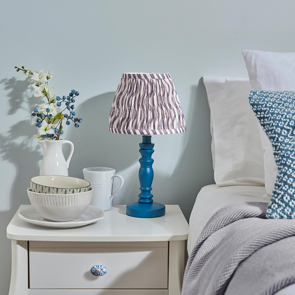 Wooden Blue Bibury & Ripple 20cm Pearl grey shade - Comet Lighting