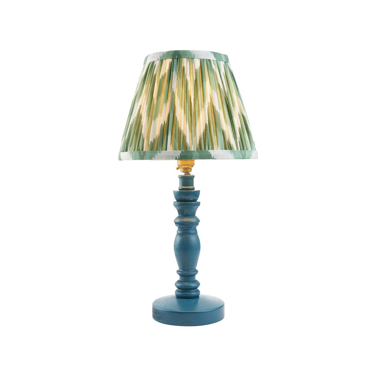 Wooden Blue Bibury & Zigzag 20cm Cotswold green shade - Comet Lighting