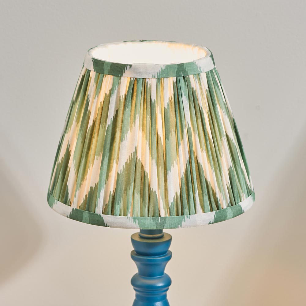 Wooden Blue Bibury & Zigzag 20cm Cotswold green shade - Comet Lighting