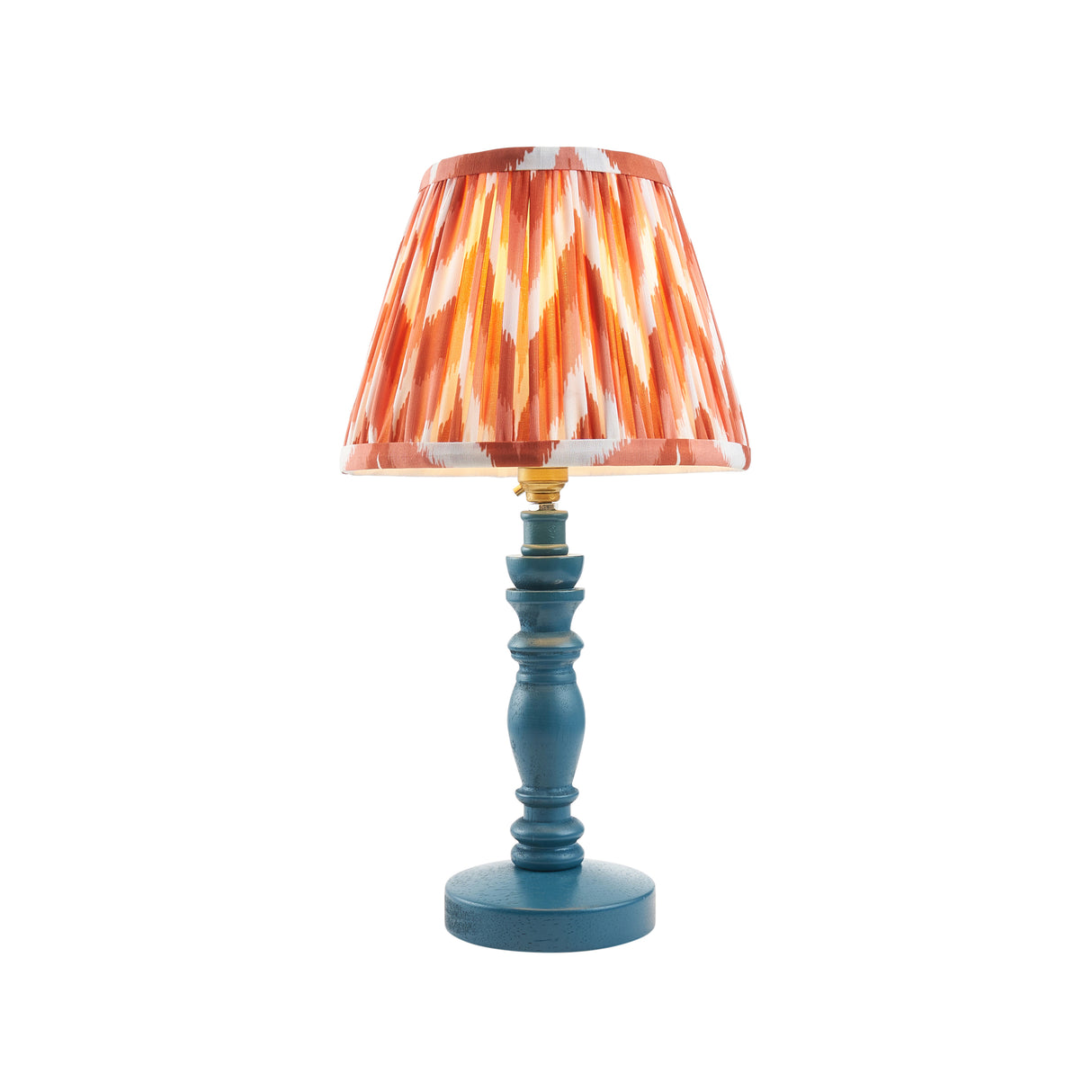 Wooden Blue Bibury & Zigzag 20cm Apricot orange shade - Comet Lighting