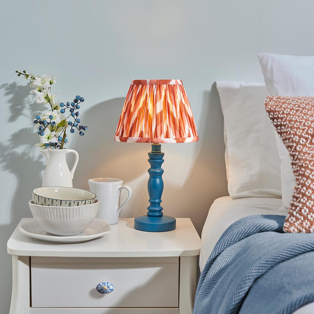 Wooden Blue Bibury & Zigzag 20cm Apricot orange shade - Comet Lighting