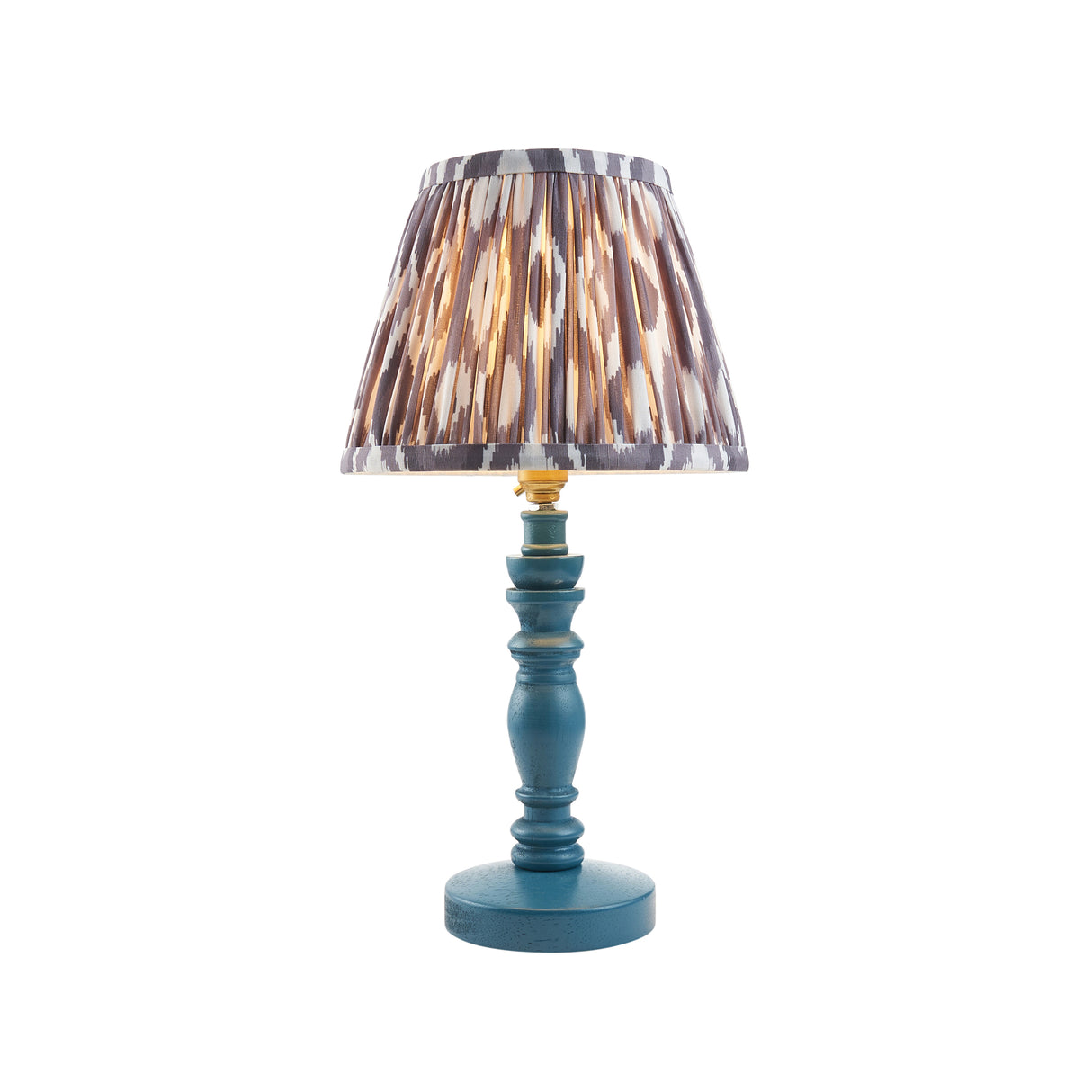 Wooden Blue Bibury & Ikat 20cm Pearl grey shade - Comet Lighting