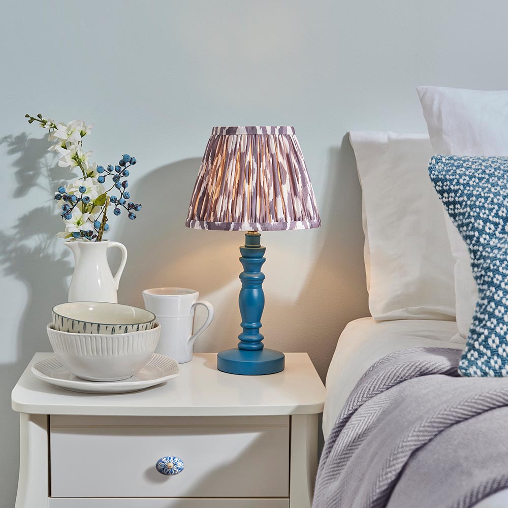 Wooden Blue Bibury & Ikat 20cm Pearl grey shade - Comet Lighting