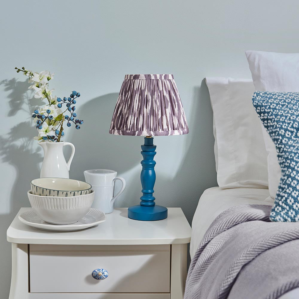 Wooden Blue Bibury & Ikat 20cm Pearl grey shade - Comet Lighting