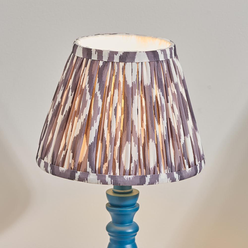 Wooden Blue Bibury & Ikat 20cm Pearl grey shade - Comet Lighting