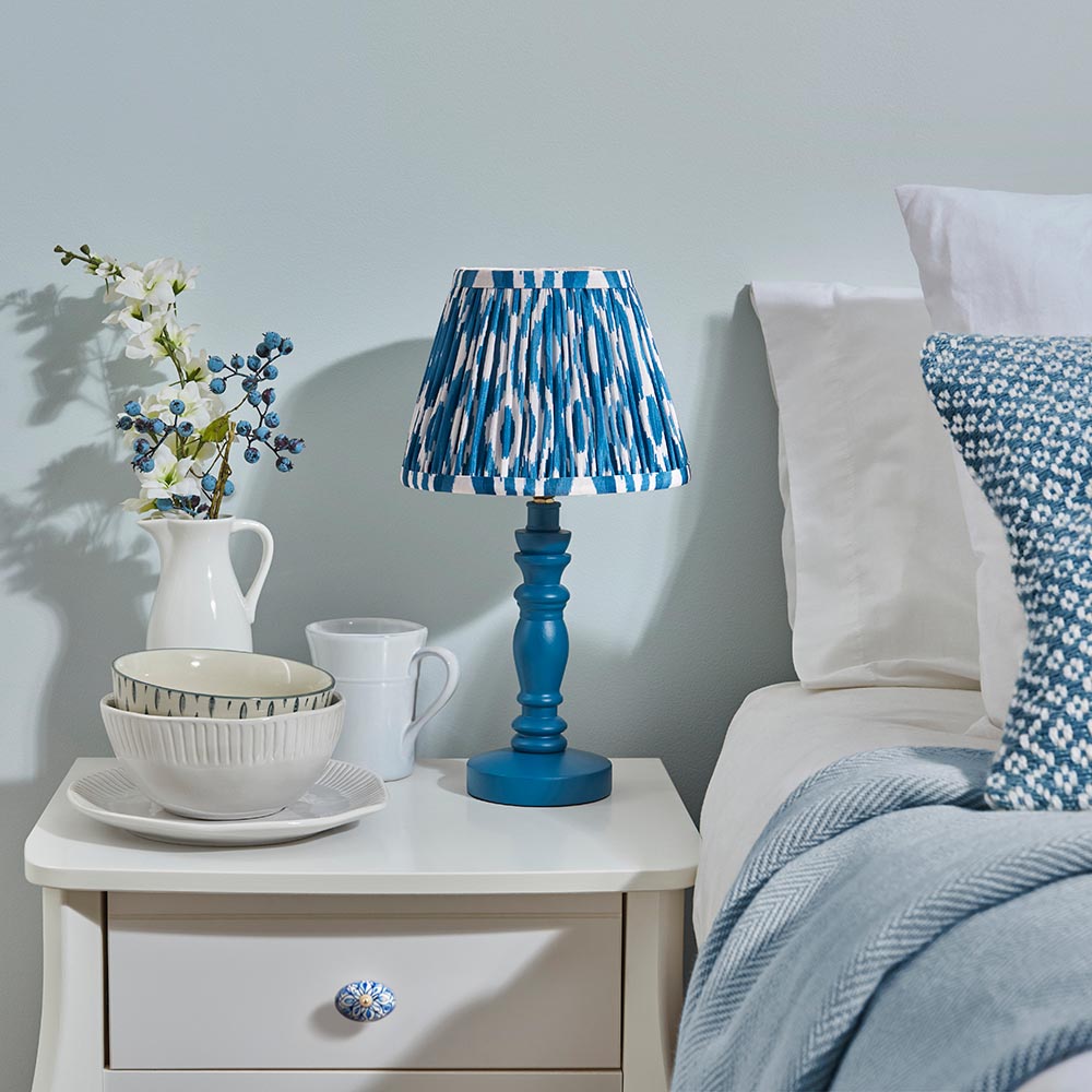 Wooden Blue Bibury & Ikat 20cm Marlin blue shade - Comet Lighting