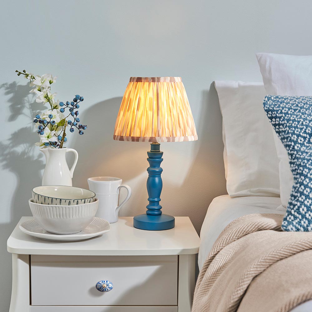 Wooden Blue Bibury & Ikat 20cm Neutral shade - Comet Lighting