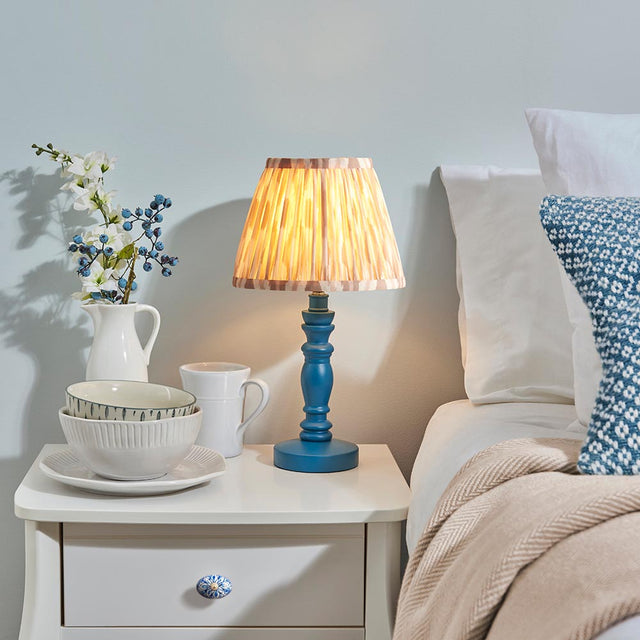 Wooden Blue Bibury & Ikat 20cm Neutral shade - Comet Lighting