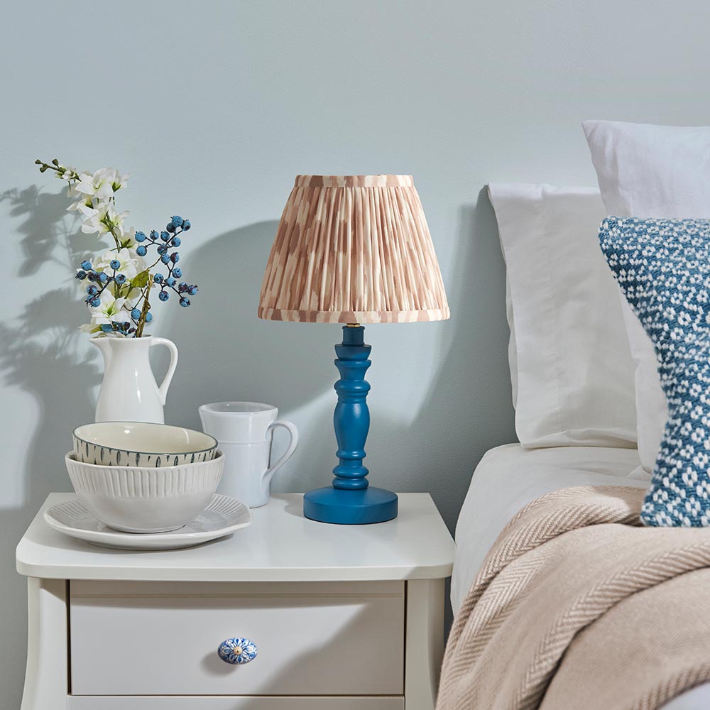 Wooden Blue Bibury & Ikat 20cm Neutral shade - Comet Lighting