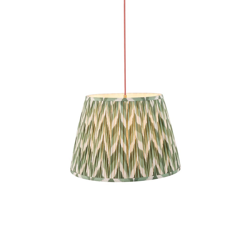 Eltham & Zigzag 40cm Cotswold green shade Pendant - Comet Lighting